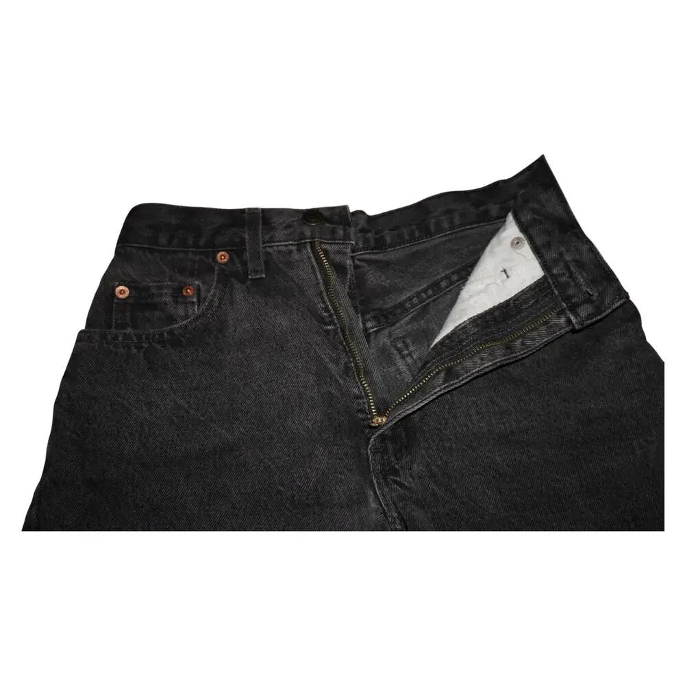 Vintage Levi's 851 Black Cutoff Shorts Made USA Orange Tab Frayed Raw Hem W28